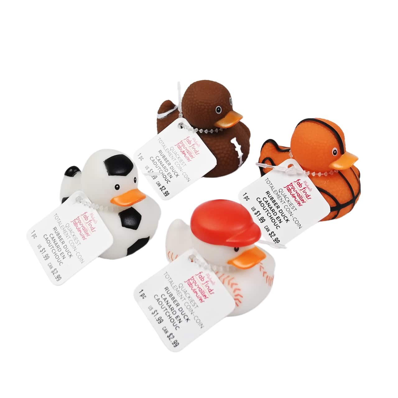 Assortiment de canards en caoutchouc à thème sportif de 5,1 cm de Trouvailles Fabuleuses, 1 unité